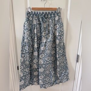 Marea Blue Floral Print Midi Skirt Size Small
